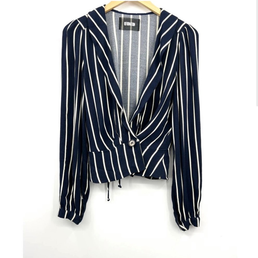 Reformation Opal Striped Wrap Top